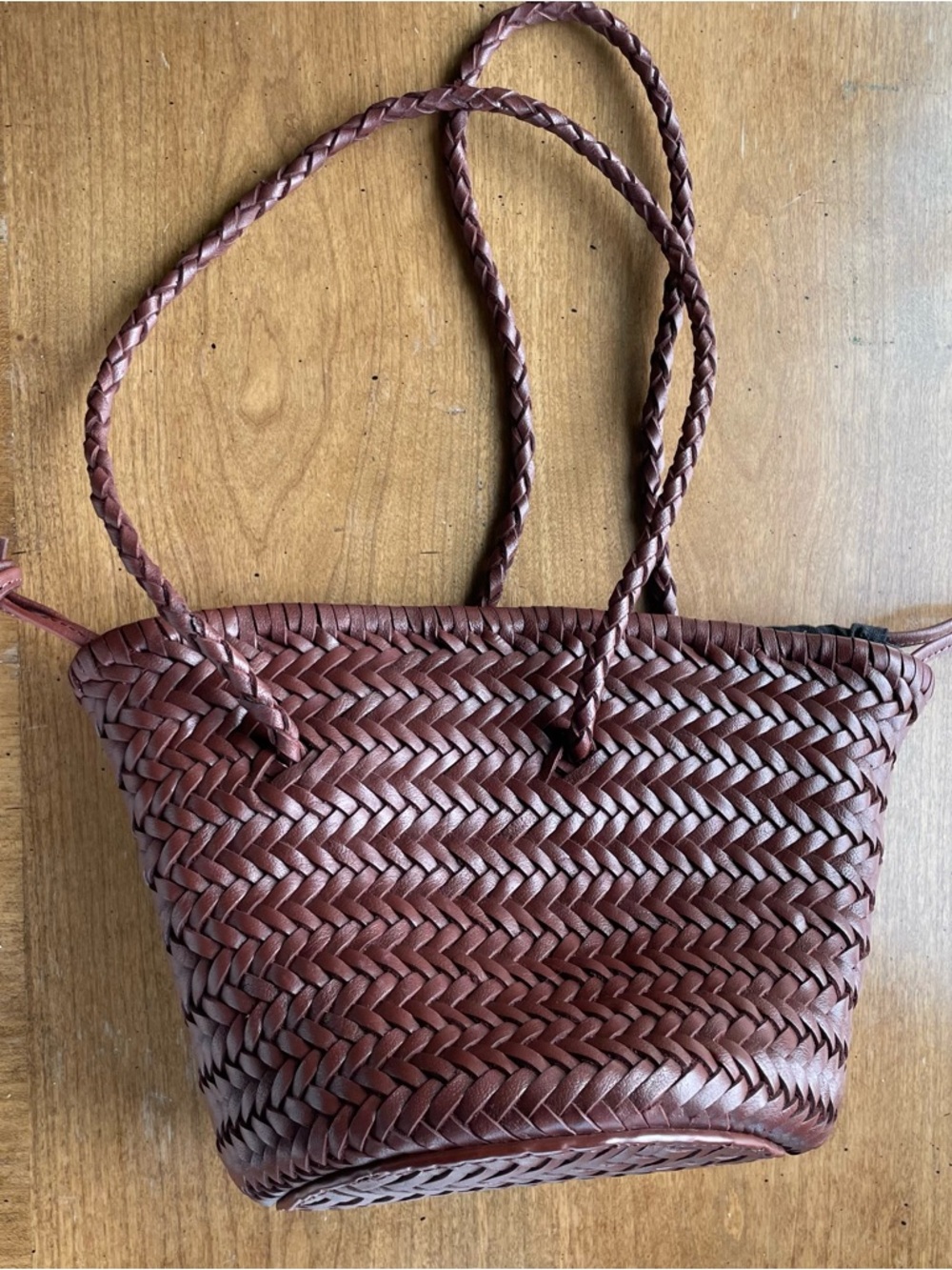 Zara Braided Woven Buffalo Leather Bucket Shoulder Bag - Brown - Picture 2 of 16